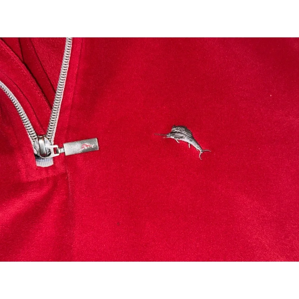 Tommy Bahama Men 1/4 Quarter Zip Pullover Red Paradise Tech Coastal Prep Size L